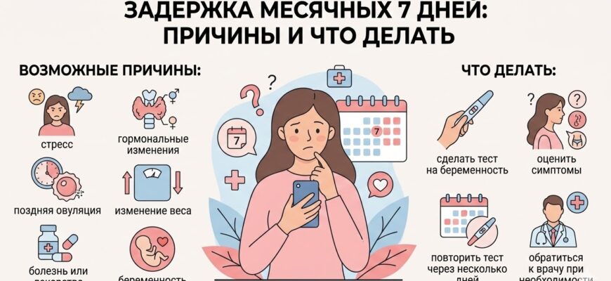 задержка месячных 7 дней причины и что делать инфографика